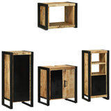 Bathroom Furniture Set with Shelf 4 pcs Brown Solid Mango Wood 3305676