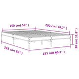 ZNTS Bed Frame Sonoma Oak 150x200 cm King Size Engineered Wood and Metal 845012