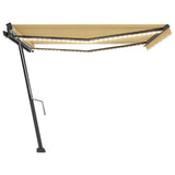 Manual Retractable Awning with LED 400x300 cm Yellow and White 3069743