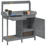 Potting Table with Cabinet Grey 110.5x45x124.5 cm Solid Wood Fir 156345