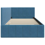 Corner Bed Frame with Headboard Blue 100 x 200 cm Velvet 42016316