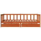Daybed with Headboard 3 pcs Wax Brown Solid Pine Wood 3422729