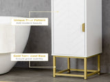 Narrow Bathroom Storage Cabinet, Freestanding Tallboy Storage Unit with Adjustable Shelf, 2 Doors T3398P342419