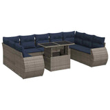 10 Piece Garden Sofa Set with Cushions Grey Poly Rattan Acacia 3326702