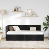 Corner Bed Frame with Headboard Black 90 x 200 cm Velvet 42016271