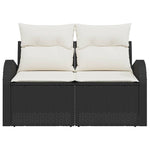 Garden Sofa Black 124 x 62 x 69cm Poly Rattan 42006742