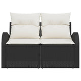 Garden Sofa Black 124 x 62 x 69cm Poly Rattan 42006742