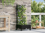 Garden Planter with Trellis&Wheels Black 40 x 40 x 131.5 cm PP 3422935