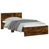 Bed Frame without Mattress with Headboard Smoked Oak 100x200 cm 838621
