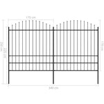 ZNTS Garden Fence with Spear Top Steel x3.4 m Black 277749