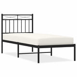 Metal Bed Frame without Mattress with Headboard Black 75x190cm 373681