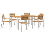 Garden Dining Set 7 pcs Solid Acacia Wood and Stainless Steel 3334778