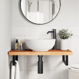 Basin Shelf Wall Mounted Steel and Solid Wood Beech 3302373