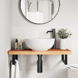 Basin Shelf Wall Mounted Steel and Solid Wood Beech 3302373