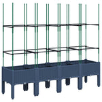 Garden Planter with Trellis Blue Grey 160x40x142.5 cm PP 367961