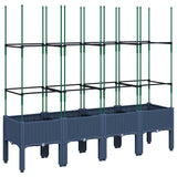 Garden Planter with Trellis Blue Grey 160x40x142.5 cm PP 367961