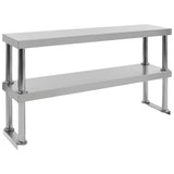 2-Tier Work Table Overshelf 120x30x65 cm Stainless Steel 51193