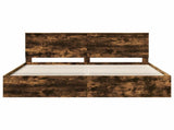 Bed Frame Smoked Oak 200 x 200 cm Solid Pine Wood 3410969