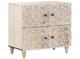 Sideboard with Storage White 60 x 33.5 x 75 cm Solid Mango Wood 4018394