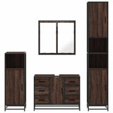 4 Piece Bathroom Furniture Set Brown Oak Engineered Wood 3301204