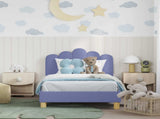 Children's Bed Frame with Headboard Jeans Blue 80 x 160 cm 42011048