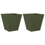 ZNTS Garden Planters Olive Green 2 pcs 30x30x30 cm Steel 851045