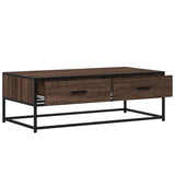 ZNTS Coffee Table Brown Oak 100x50x35 cm Engineered Wood and Metal 848783