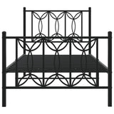 Metal Bed Frame without Mattress with Footboard Black 80x200cm 376137
