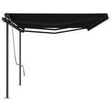 Manual Retractable Awning with Posts 6x3.5 m Anthracite 3070279