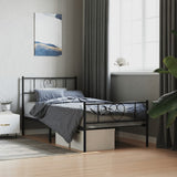 Metal Bed Frame without Mattress with Footboard Black 90x190cm 355473