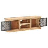 TV Cabinet with Steel Doors 120x30x40cm Solid Mango Wood 289095