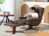 Faux Microfibre Leather Manual Recliner and Footstool Set - Dark Brown T3398P343469
