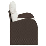 Garden Sofa with Cushion Brown 124 x 62 x 69cm Poly Rattan 42006733