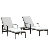 Sun Lounger With Table Set of 3 Brown 317642