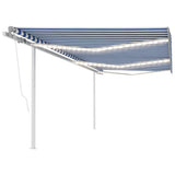 Manual Retractable Awning with LED 6x3.5 m Blue and White 3070081