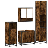 ZNTS 4 Piece Bathroom Furniture Set Smoked Oak Engineered Wood 3301217