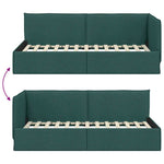 Corner Bed Frame with Headboard Dark green 100 x 200 cm Fabric 42016475