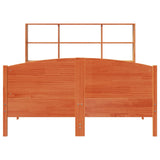 ZNTS Bookcase Bed without Mattress Wax Brown 135x190 cm Double Solid Wood Pine 3323115