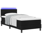 ZNTS Bed Frame with Mattress Black and White Fabric 90 x 200 cm 3342179
