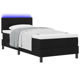 ZNTS Bed Frame with Mattress Black and White Fabric 90 x 200 cm 3342179