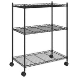 3-Tier Storage Rack with Wheels 60x35x81 cm Black 150 kg 324626