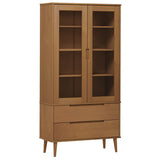 Vitrine Cabinet MOLDE Brown 90x35x175 cm Solid Wood Pine 4013413