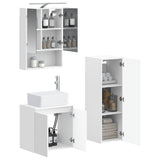 Bathroom Furniture Set 4 pcs White Engineered Wood and Glass 3407439