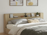 Storage Headboard with LED Sonoma Oak Engineered Wood 3418693