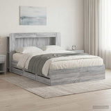 Bed Frame with Storage Grey Sonoma 140 x 200 cm Engineered Wood 3434048