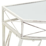 Side Table French Style Metal 82x39x76 cm White 245935