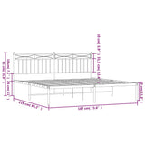 Metal Bed Frame without Mattress with Headboard White 183x213cm 373745