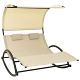 Sun Lounger Cream Textilene, Steel Double Sun Lounger Crescent 310548