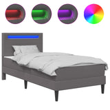 Bed Frame with LED Strip Lights Grey 90 x 190 cm Faux Leather 3415282