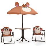 ZNTS 3 Piece Kids' Garden Bistro Set with Parasol Brown 48099